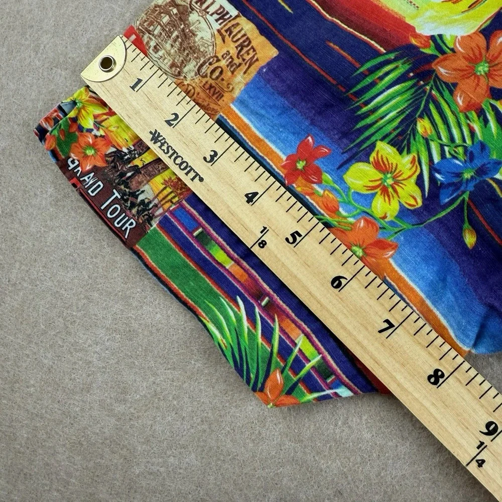 Polo Ralph Lauren Shirt Men L Hawaiian Floral‎ Stripe Grand Tour Custom Fit